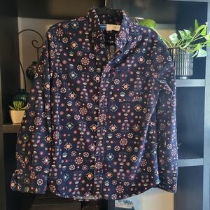 Old Navy floral corduroy button up